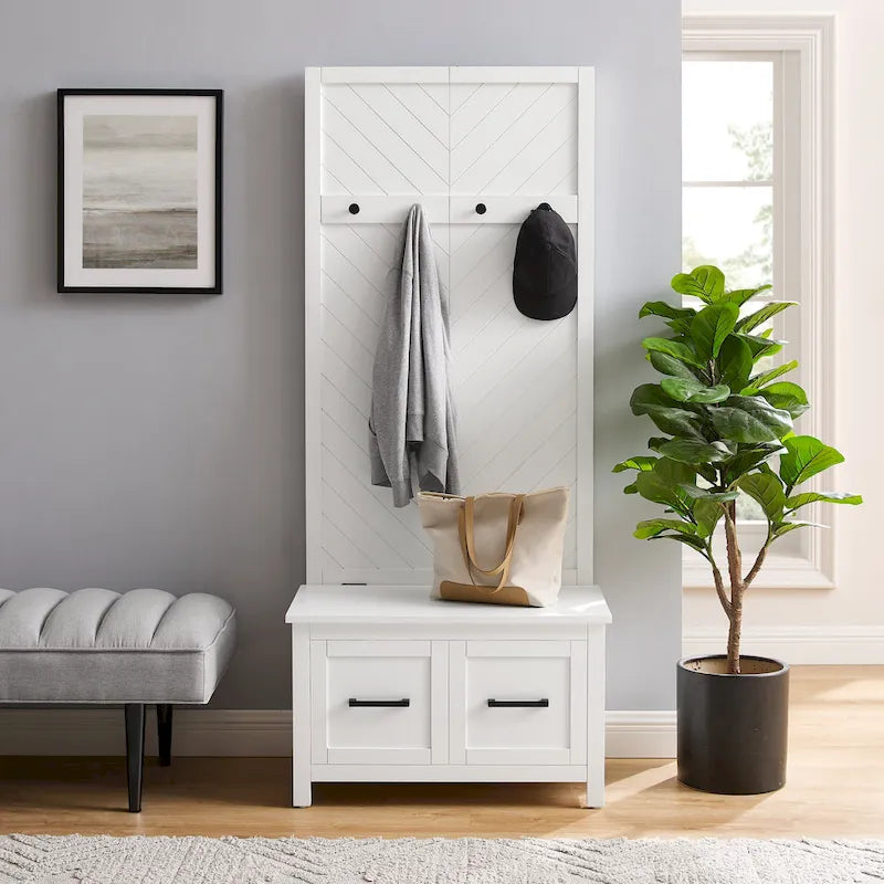 Herringbone Hall Tree with Lift-Top Storage Bench - 30W x 19D x 70.25H