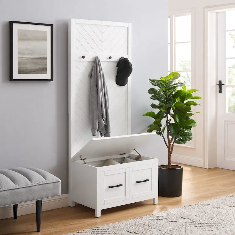Herringbone Hall Tree with Lift-Top Storage Bench - 30W x 19D x 70.25H