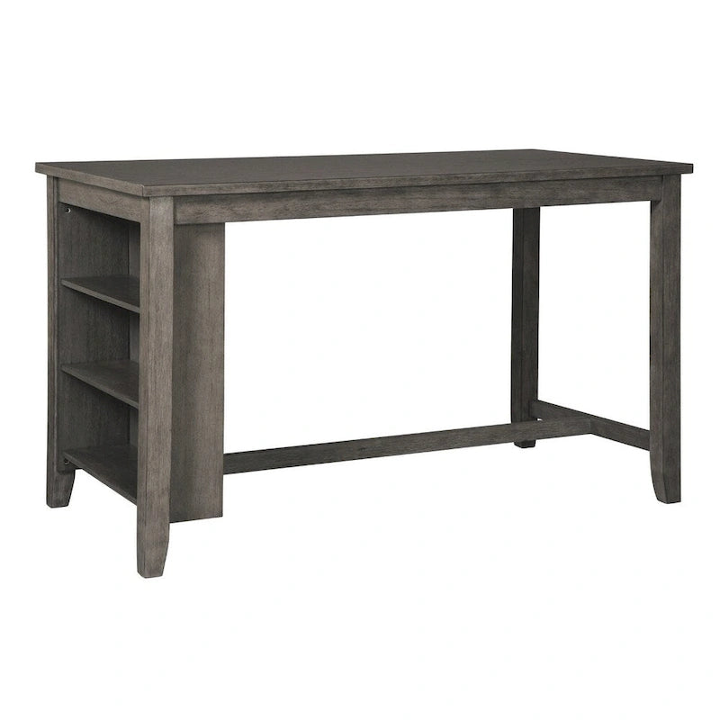 Table à manger rectangulaire à hauteur de comptoir avec rangement - gris