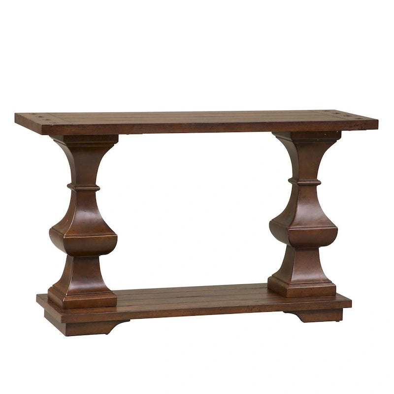 Kona Brown Sofa Table with Heavy Oak Planked Top