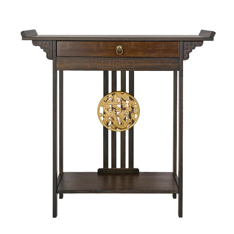 Table console en bambou avec tiroir - 32x13x33