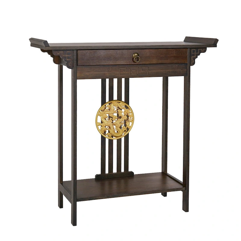 Table console en bambou avec tiroir - 32x13x33