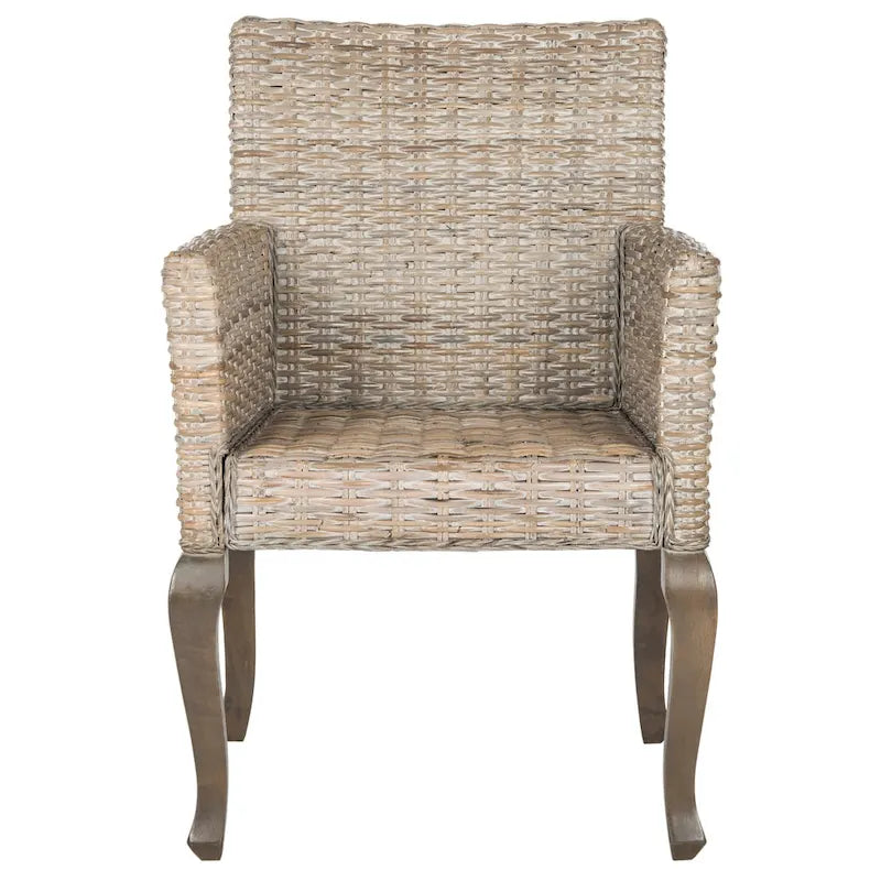Chaise de salle à manger tressée en rotin avec pieds galbés - lot de 2