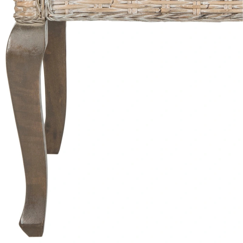 Sedia da pranzo in rattan intrecciato con gambe cabriole - Set di 2