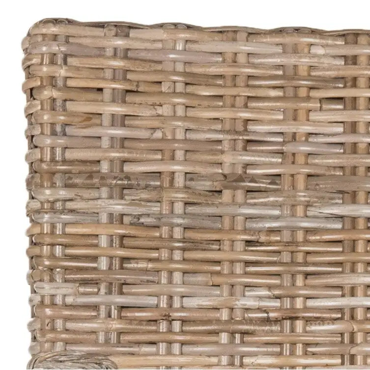 Sedia da pranzo in rattan intrecciato con gambe cabriole - Set di 2