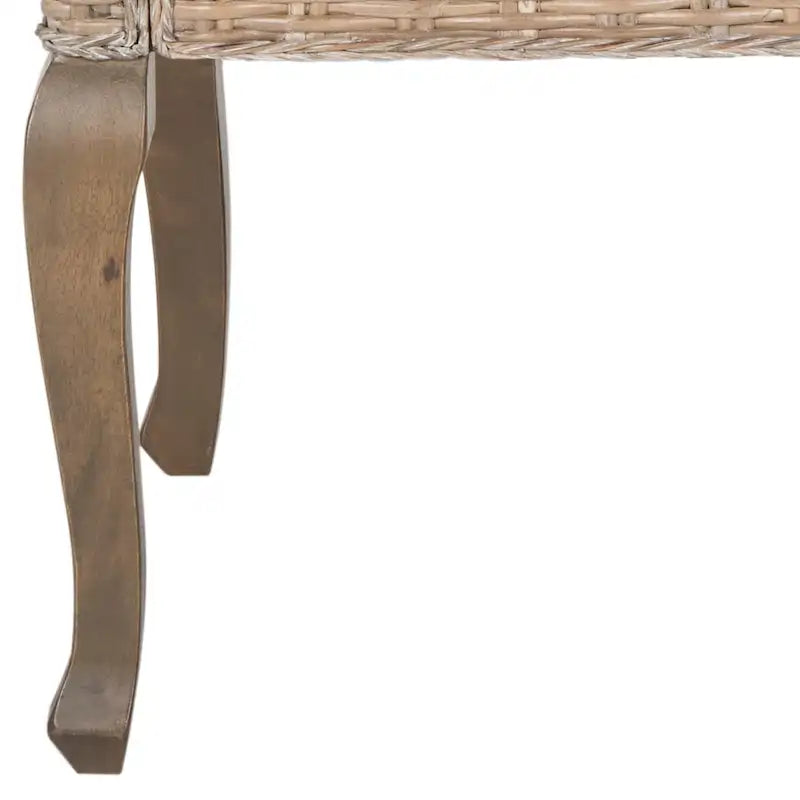Sedia da pranzo in rattan intrecciato con gambe cabriole - Set di 2