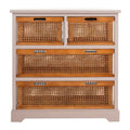 Mobile contenitore bianco a 4 cassetti con cesti in giunco - 29.1 x 13.8 x 30.3