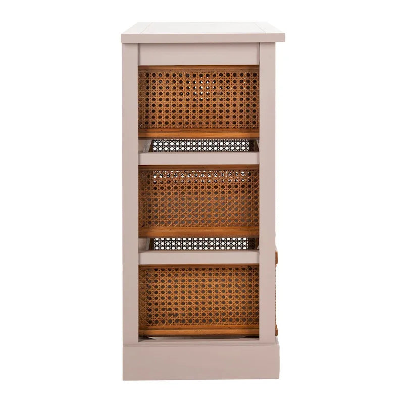 Mobile contenitore bianco a 4 cassetti con cesti in giunco - 29.1 x 13.8 x 30.3