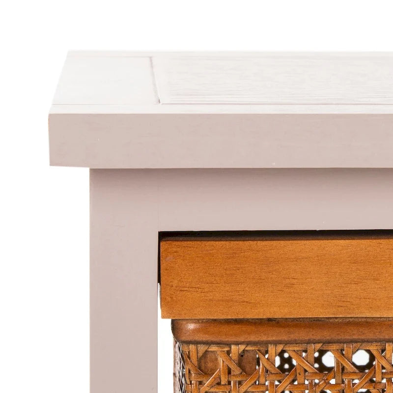 Mobile contenitore bianco a 4 cassetti con cesti in giunco - 29.1 x 13.8 x 30.3