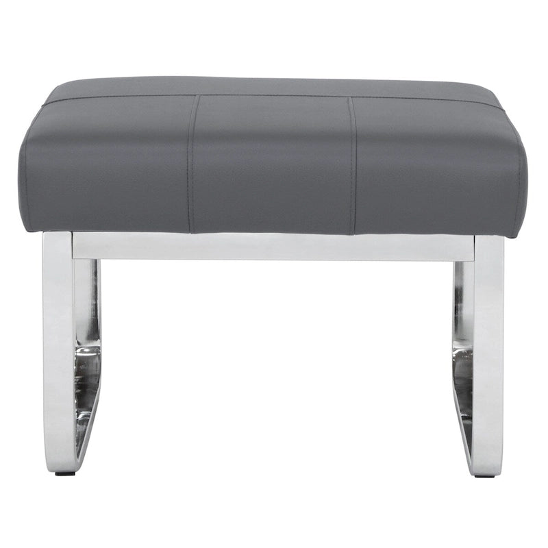 Pouf rectangulaire moderne en cuir mélangé et métal