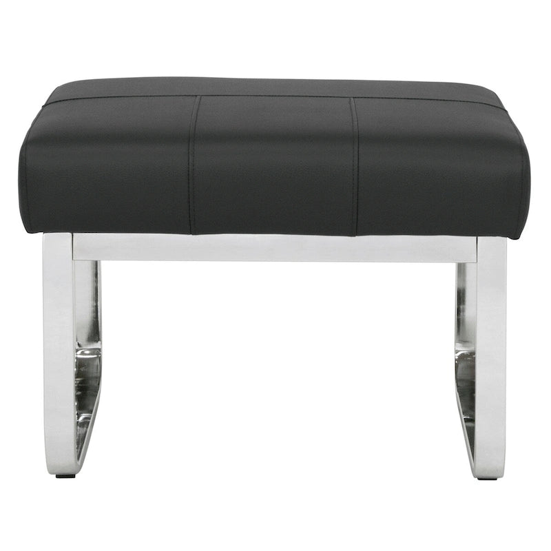 Pouf rectangulaire moderne en cuir mélangé et métal