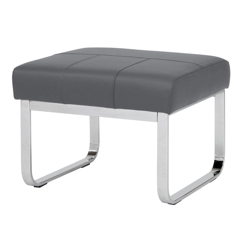 Pouf moderno rettangolare in metallo e pelle mista