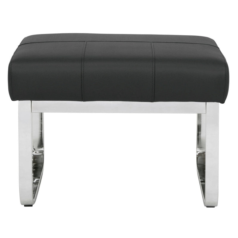 Pouf moderno rettangolare in metallo e pelle mista
