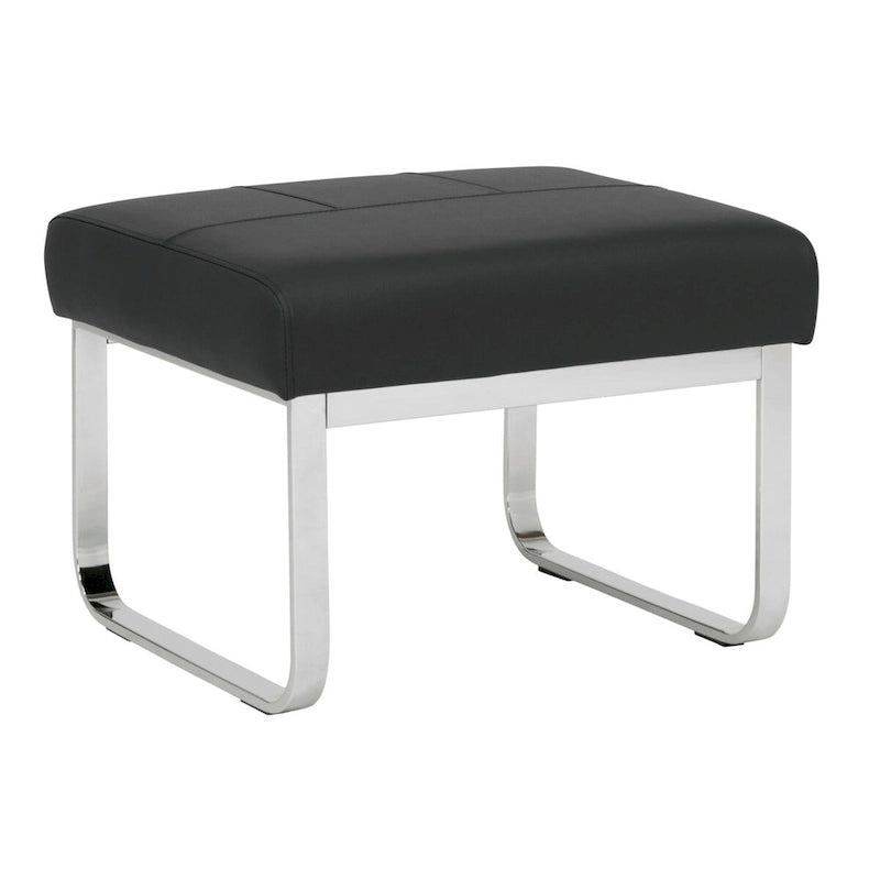 Pouf moderno rettangolare in metallo e pelle mista