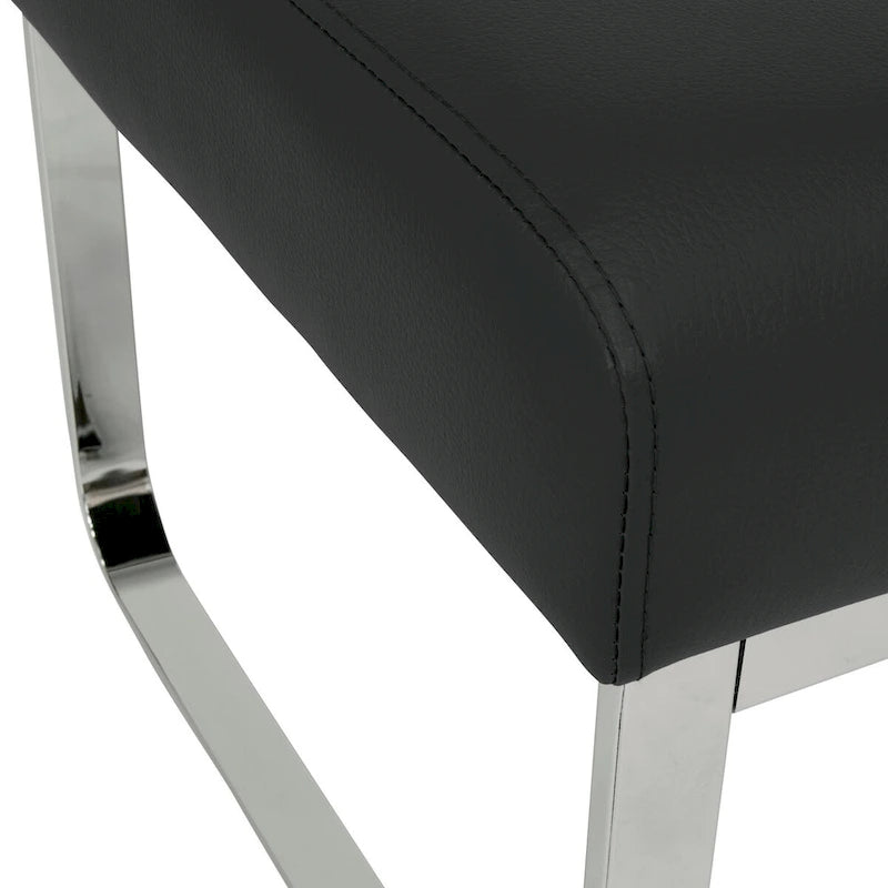 Pouf moderno rettangolare in metallo e pelle mista