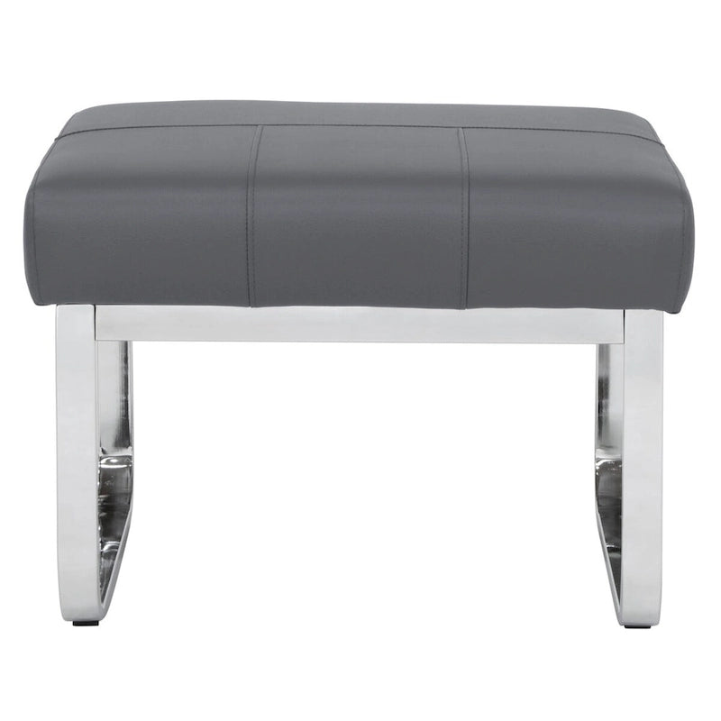 Pouf moderno rettangolare in metallo e pelle mista