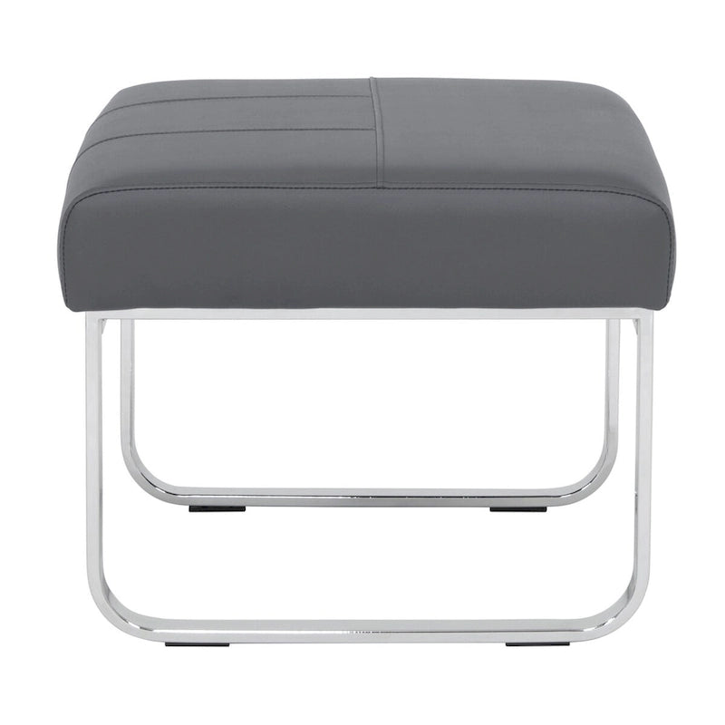 Pouf moderno rettangolare in metallo e pelle mista