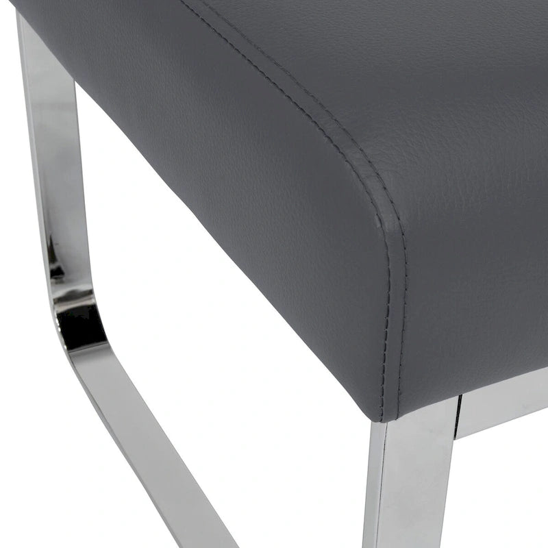 Pouf moderno rettangolare in metallo e pelle mista