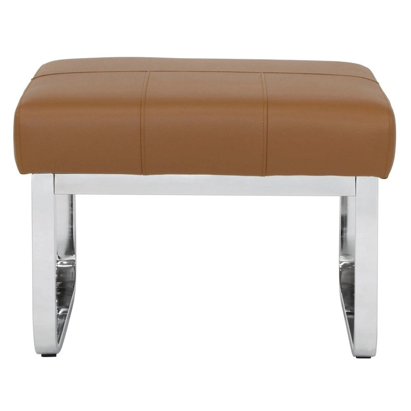 Pouf moderno rettangolare in metallo e pelle mista