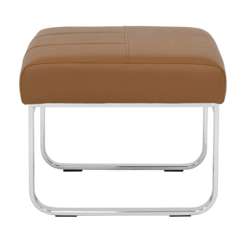 Pouf moderno rettangolare in metallo e pelle mista
