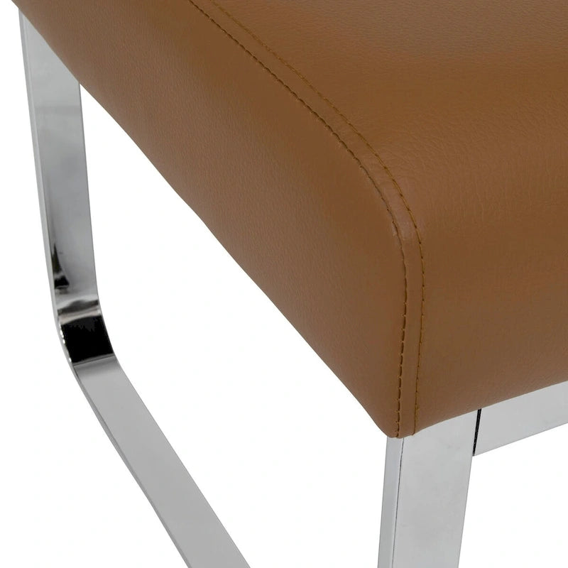 Pouf moderno rettangolare in metallo e pelle mista