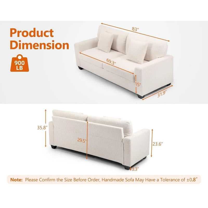 83" Oversized Loveseat Sofa with Deep Seat