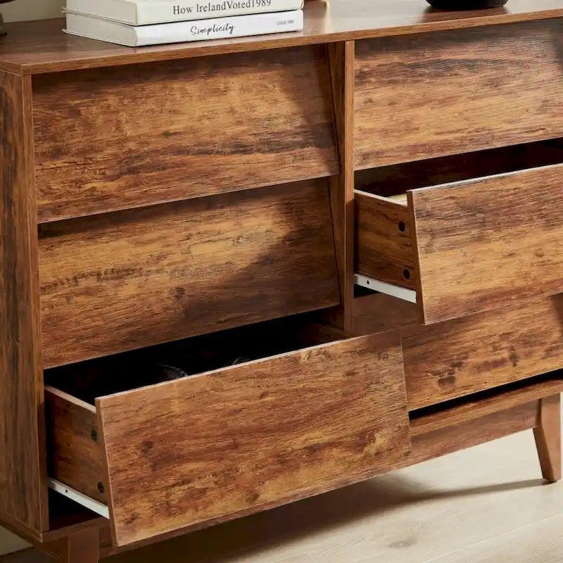 Commode double à 6 tiroirs avec style vintage et design biseauté