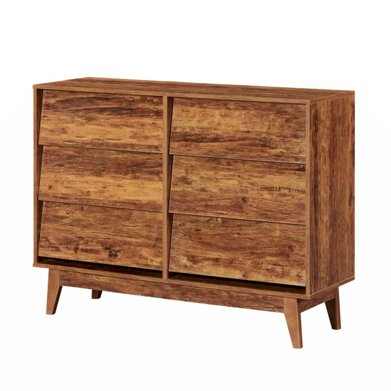Commode double à 6 tiroirs avec style vintage et design biseauté
