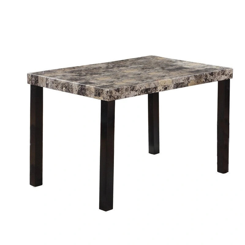 Table de salle à manger de 48 pouces en faux marbre avec pieds couleur expresso