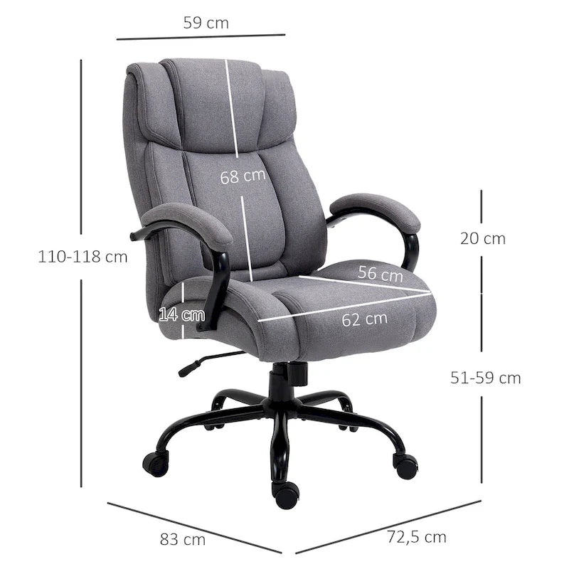 Ergonomischer Chefsessel mit hoher Rückenlehne für große und kräftige Personen