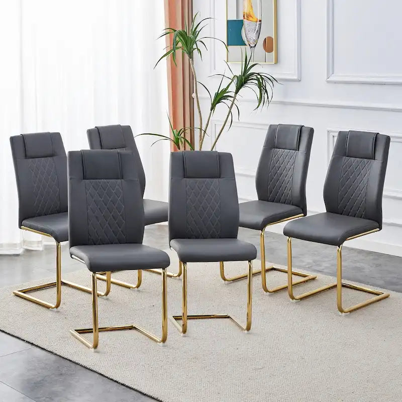 Sedie da pranzo moderne, set da 6, con sedute imbottite morbide in similpelle