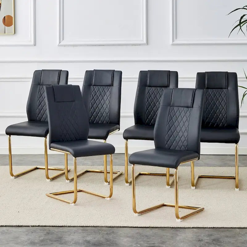 Chaises de salle à manger modernes, lot de 6, avec assises souples en similicuir