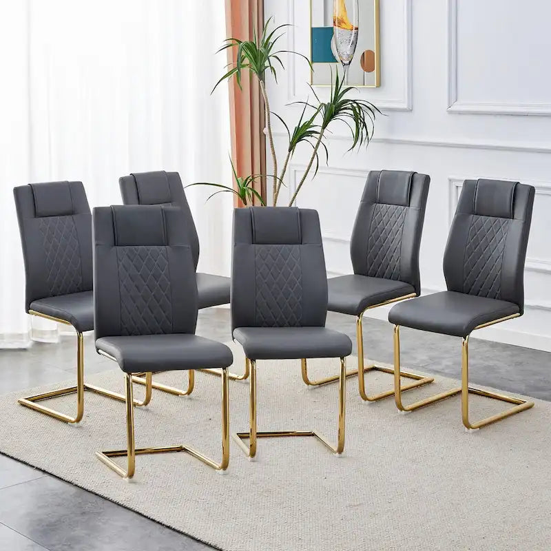 Sedie da pranzo moderne, set da 6, con sedute imbottite morbide in similpelle
