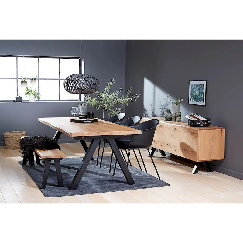 Tavolo da pranzo scandinavo con bordo ondulato - 39.4W x 82.6L x 29.5H