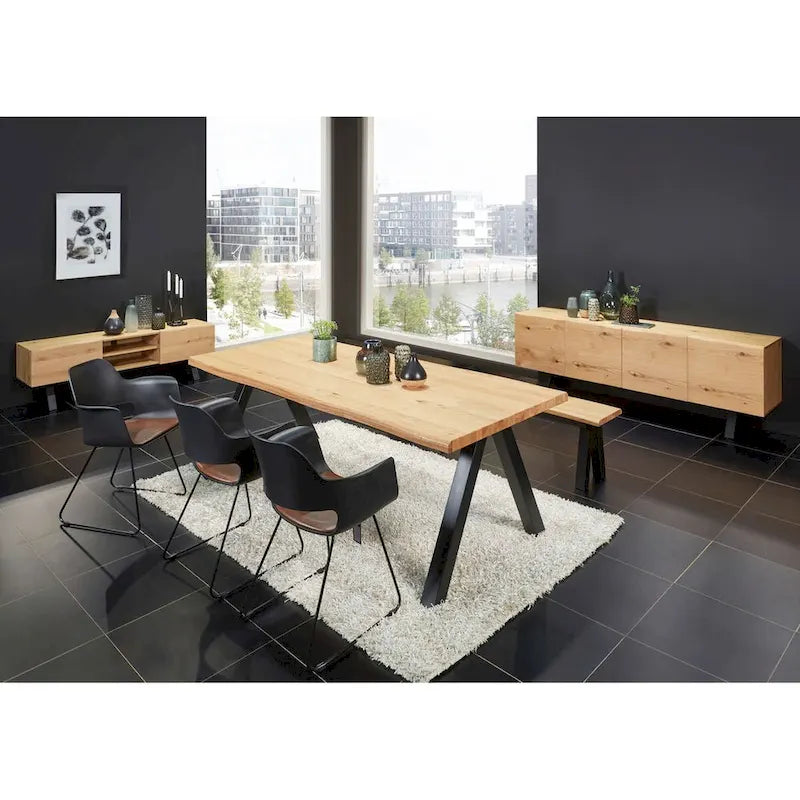 Table à manger scandinave à bord ondulé - 39.4W x 82.6L x 29.5H