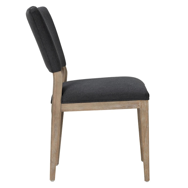 Chaise de salle à manger rembourrée en mélange de lin avec pieds en hévéa - lot de 2