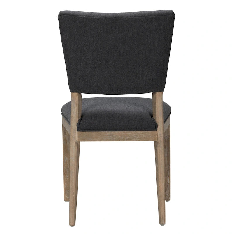 Chaise de salle à manger rembourrée en mélange de lin avec pieds en hévéa - lot de 2