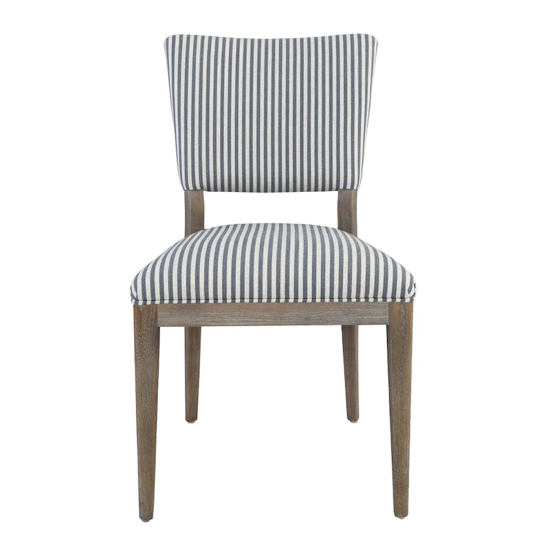 Sedia da pranzo imbottita in misto lino con gambe in legno di gomma - Set da 2