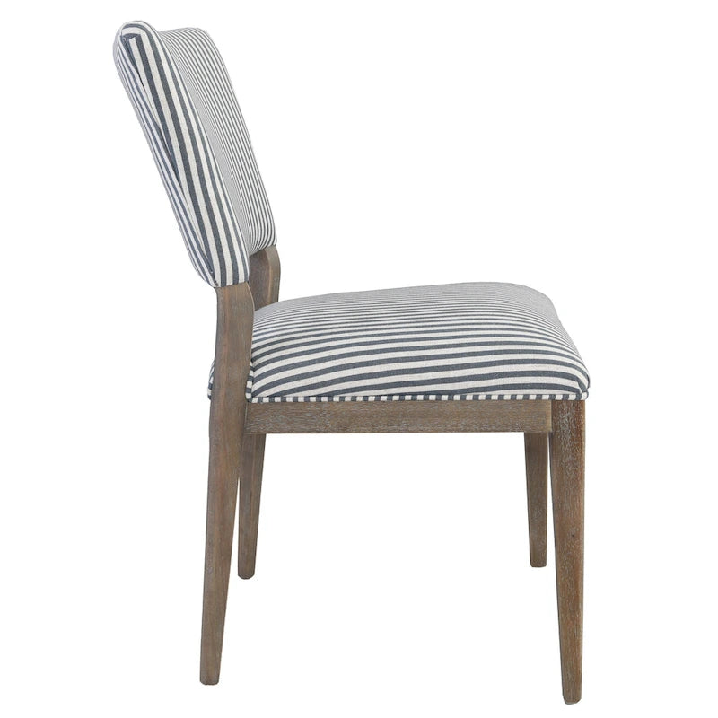 Sedia da pranzo imbottita in misto lino con gambe in legno di gomma - Set da 2