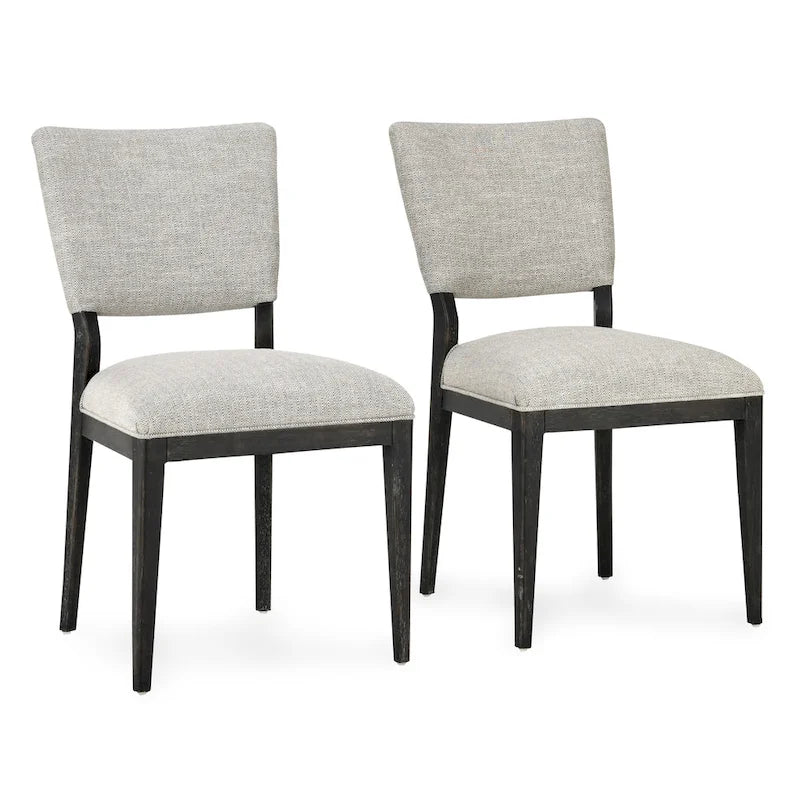 Sedia da pranzo imbottita in misto lino con gambe in legno di gomma - Set da 2