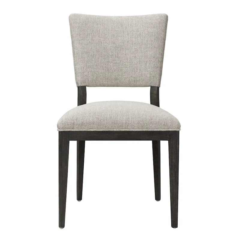 Sedia da pranzo imbottita in misto lino con gambe in legno di gomma - Set da 2
