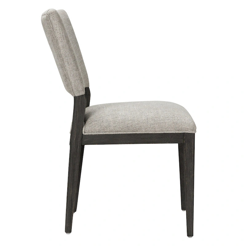 Sedia da pranzo imbottita in misto lino con gambe in legno di gomma - Set da 2