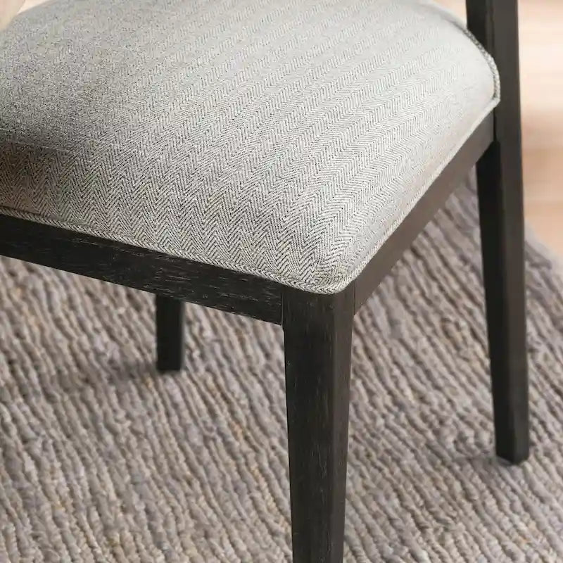 Sedia da pranzo imbottita in misto lino con gambe in legno di gomma - Set da 2