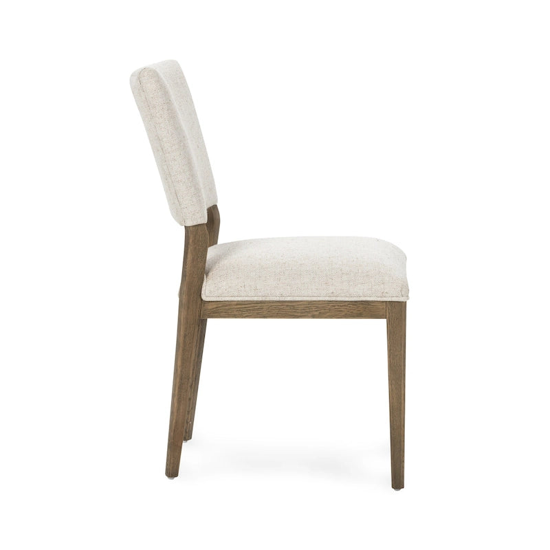 Sedia da pranzo imbottita in misto lino con gambe in legno di gomma - Set da 2