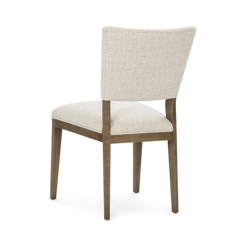 Sedia da pranzo imbottita in misto lino con gambe in legno di gomma - Set da 2