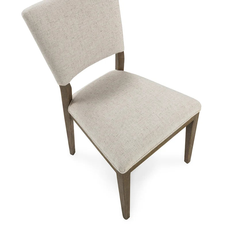 Sedia da pranzo imbottita in misto lino con gambe in legno di gomma - Set da 2
