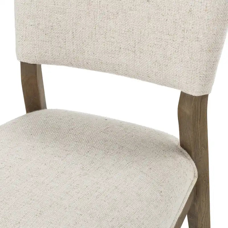 Sedia da pranzo imbottita in misto lino con gambe in legno di gomma - Set da 2