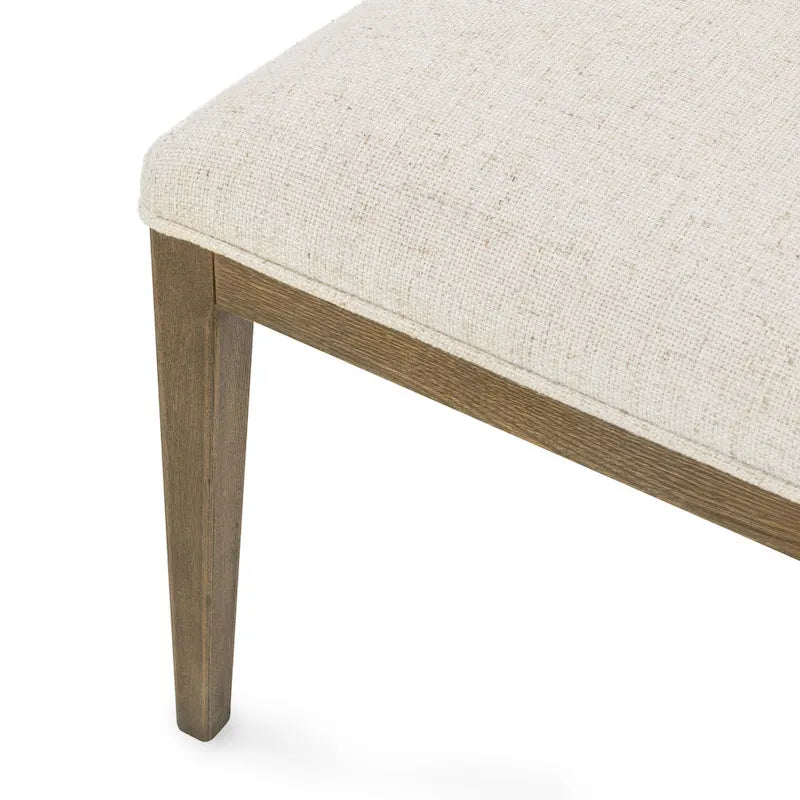 Sedia da pranzo imbottita in misto lino con gambe in legno di gomma - Set da 2