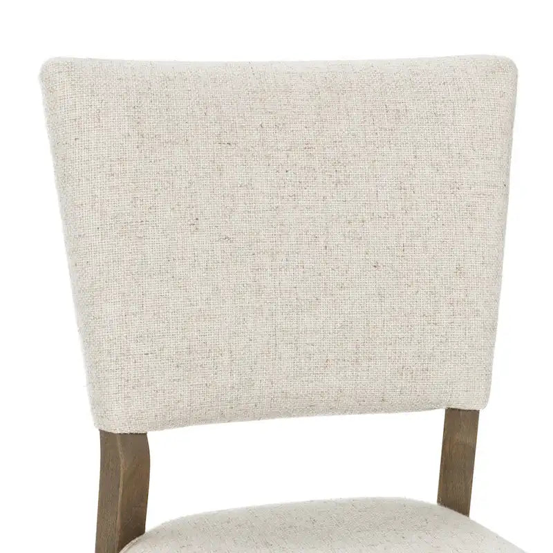 Sedia da pranzo imbottita in misto lino con gambe in legno di gomma - Set da 2