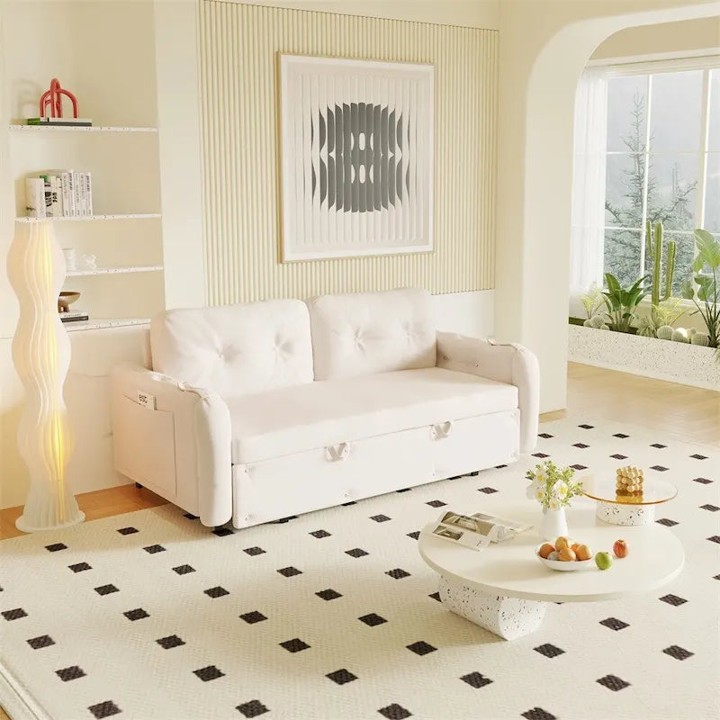 66" Queen Pull-Out Sofa Bed with Hydraulic System